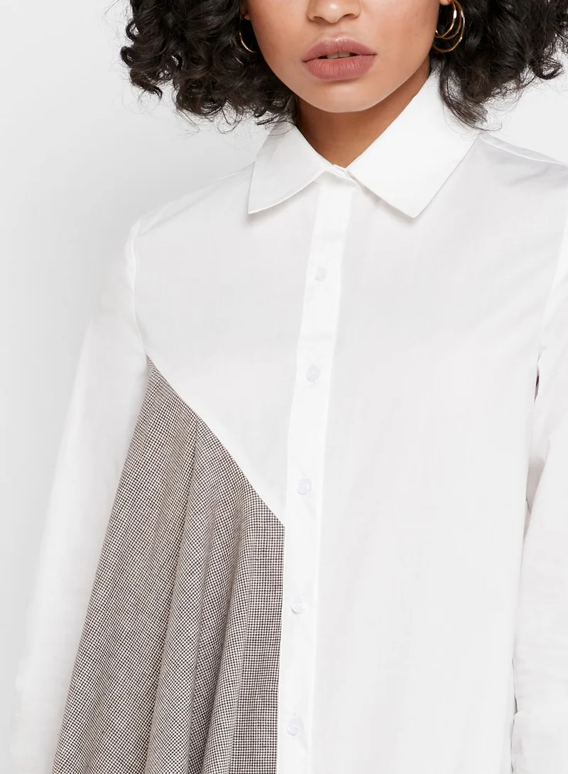 Jovonna London Colorblock Waterfall Shirt Dress