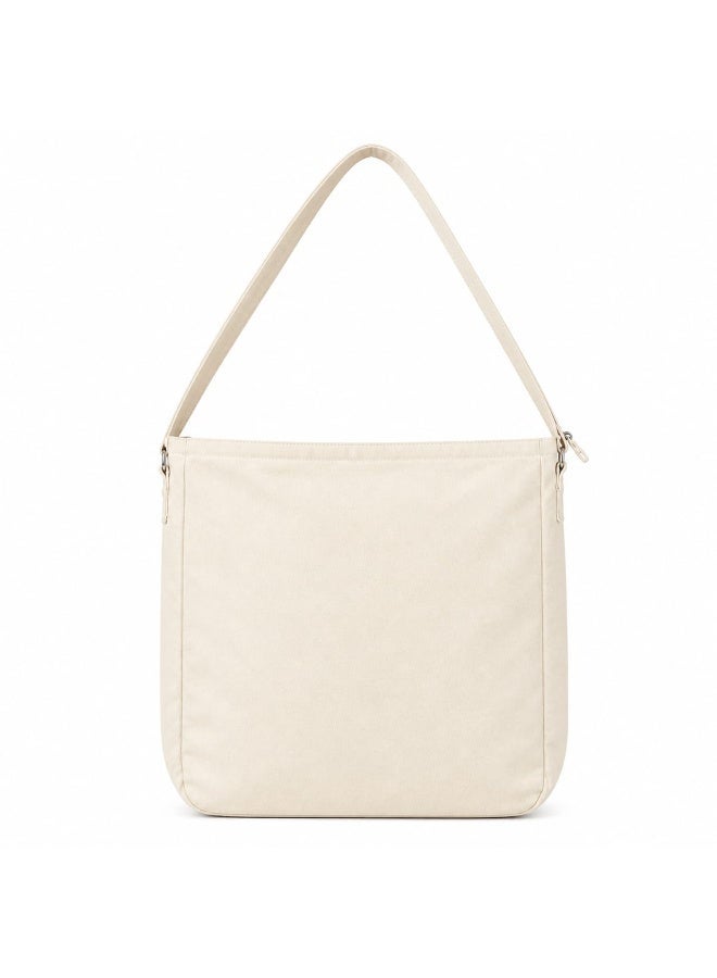 SUNSTAR Floral Printed Cotton Shoulder Tote Bag with Zip Closure - Image 3
