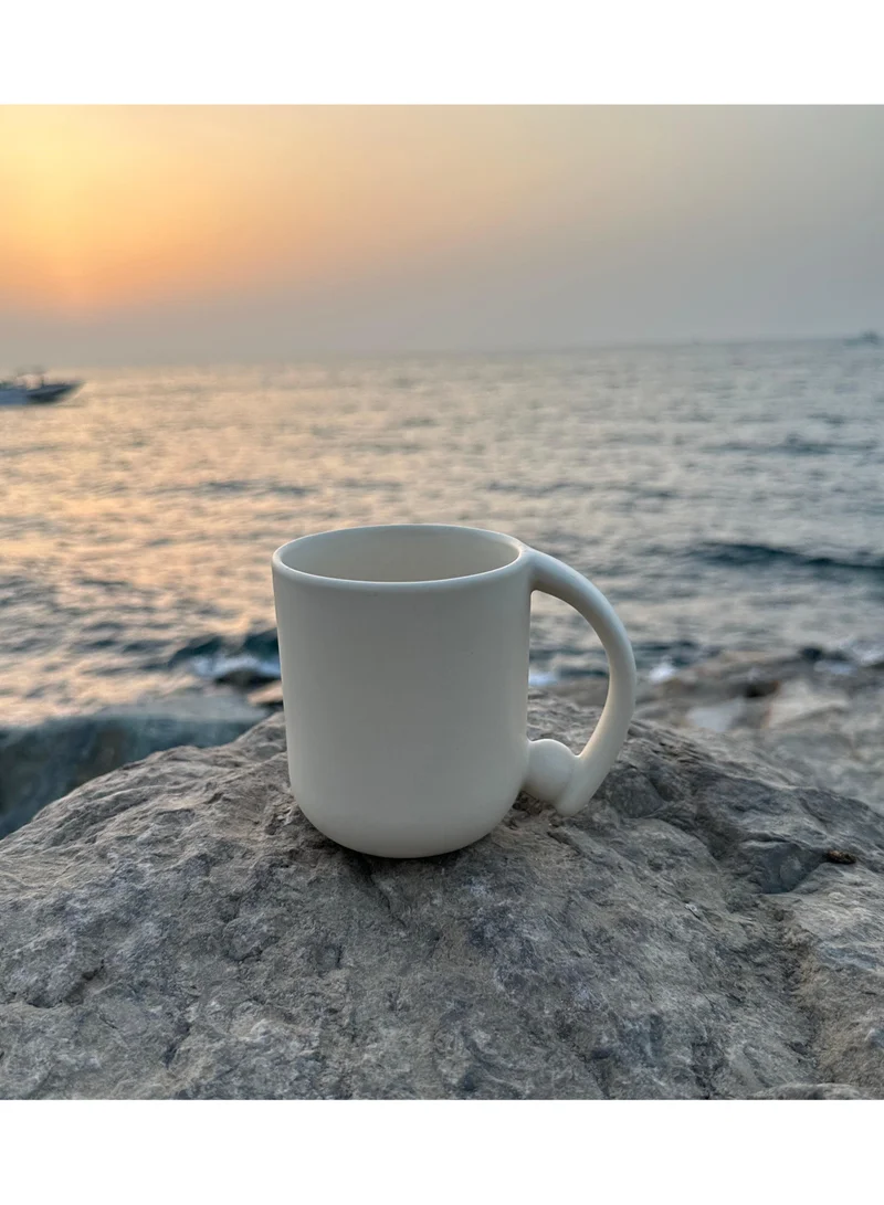 تحفة لوكس كوب Tohfa Luxe Ivory Ball Mug – 300ml كوب سيراميك مصنوع يدويًا، كوب قهوة وشاي أنيق وبسيط – ديكور منزلي وهدايا