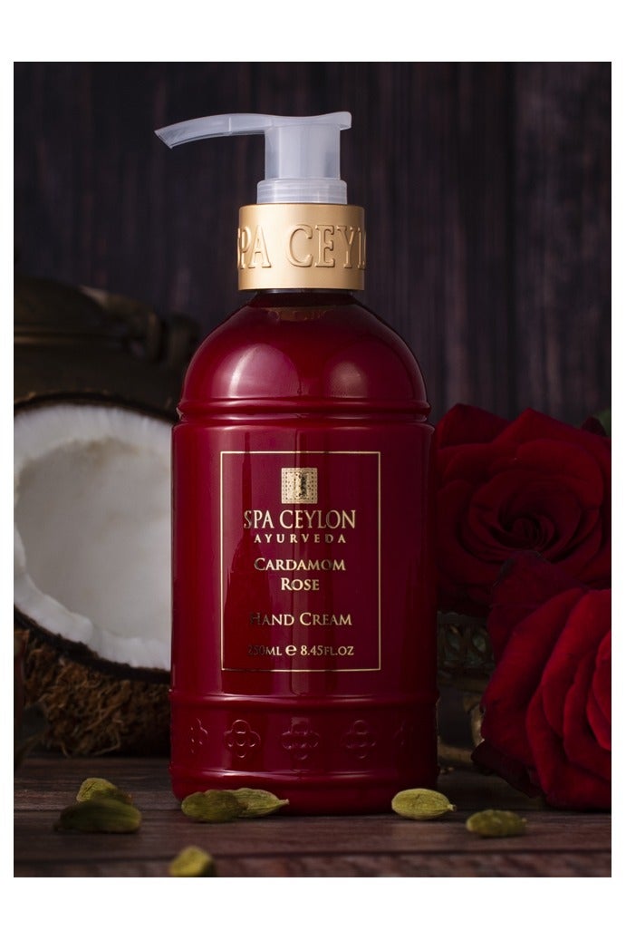 SPA CEYLON Cardamom Rose Hand Cream | Nourishing Hand Moisturizer with Mango Butter | Kokum Butter & Rice Bran | Uplifting Natural Hand Care for All Skin Types | 250ml - Image 2