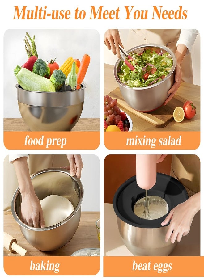 Winproper Mixing Bowls with Lids Set, 6 PCS Stainless Steel Mixing Bowls with 3 Grater Attachments, Kitchen Food Storage Organizers Nesting Mixing Bowl, Large Size 4.5, 3.5, 2.1, 1.5, 1.1, 0.7QT-Black - Image 5