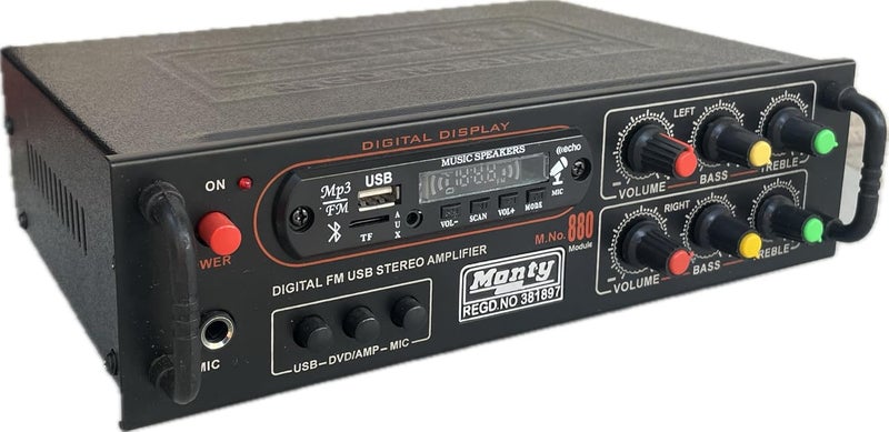 Tech-Lobby Stereo Amplifier with Big LED Display/Bluetooth/MIC Input/USB/SD Card Slot/FM Radio/AUX Input/Remote Control & Built-in Equalizer with Bass, Treble & Balance Control (Model -15000). - Image 1