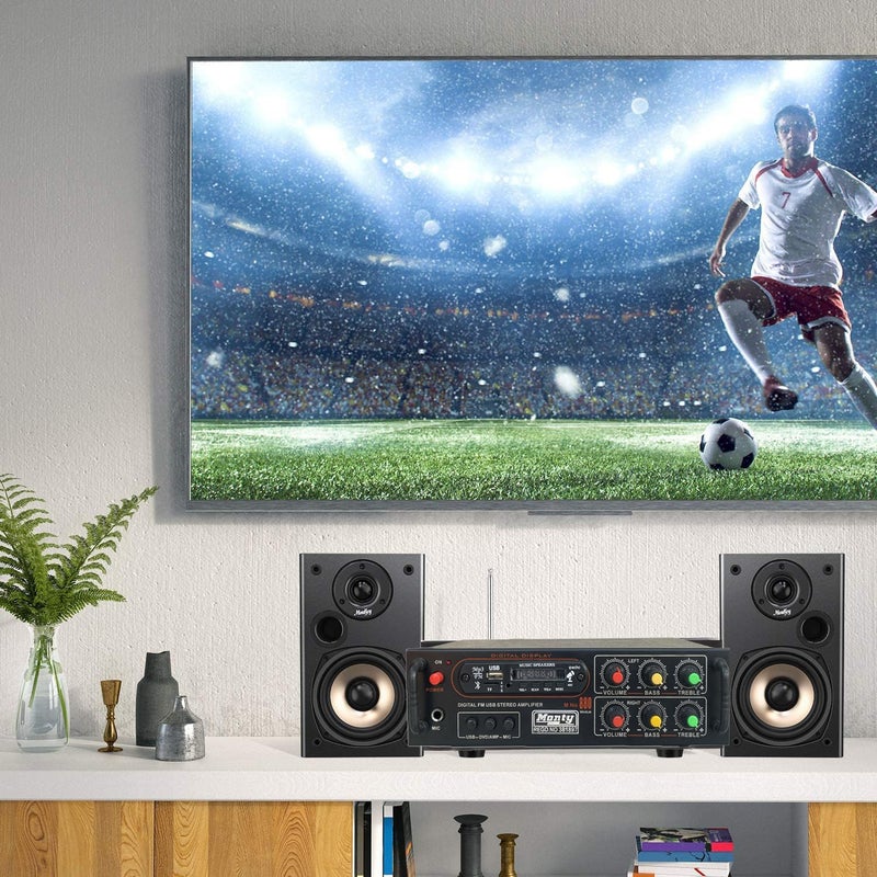 Tech-Lobby Stereo Amplifier with Big LED Display/Bluetooth/MIC Input/USB/SD Card Slot/FM Radio/AUX Input/Remote Control & Built-in Equalizer with Bass, Treble & Balance Control (Model -15000). - Image 4