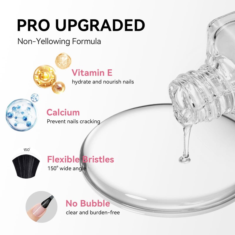 Nailshion Base Coat and Top Coat, Clear Regular Nail Polish, Rich in VE Calcium Quick Air Dry Nail Strengthening Non Gel, 2Pcs Vegan Base Chip Resistant High Shine Long-lasting Nail Art Gift Set - Image 5