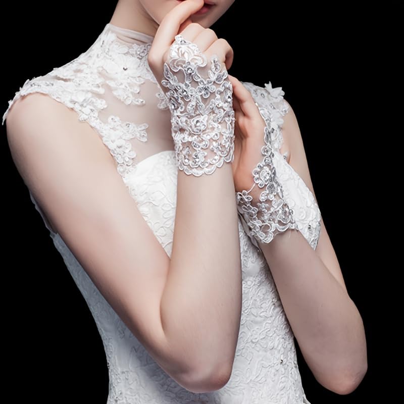piercing Veil for Bride, Gloves, Princess Gown for Women for Wedding Ceremonies, Bridal Events and Special Occasions with Elegant Lace Design and Comfortable Fit - Image 3
