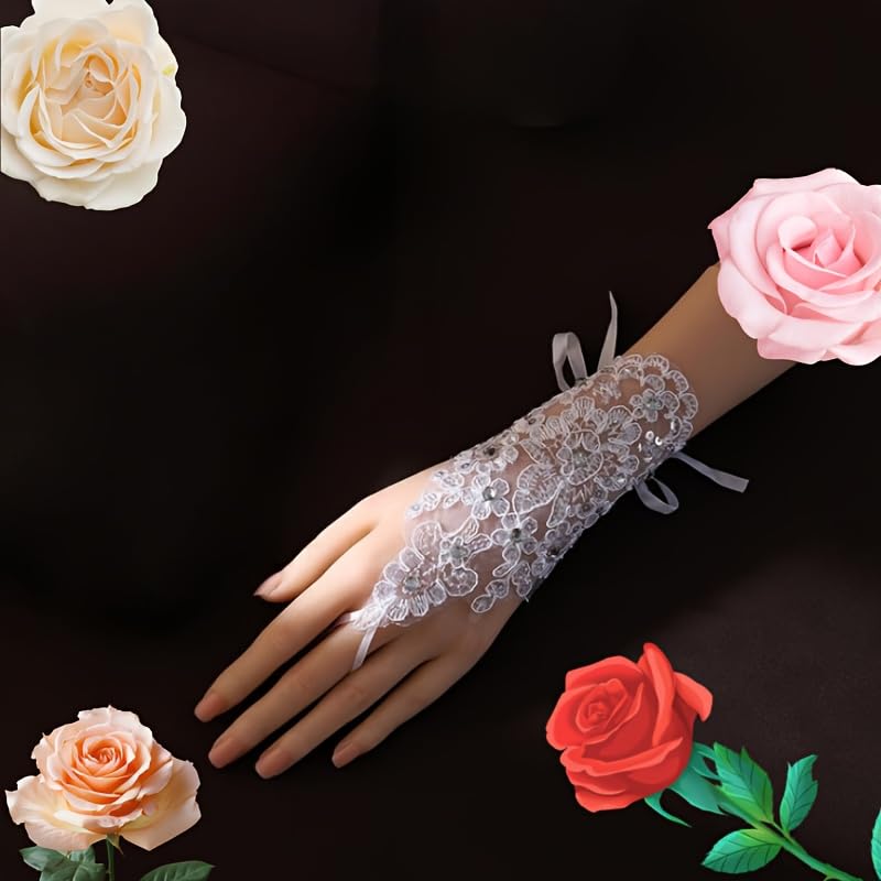 piercing Veil for Bride, Gloves, Princess Gown for Women for Wedding Ceremonies, Bridal Events and Special Occasions with Elegant Lace Design and Comfortable Fit - Image 4
