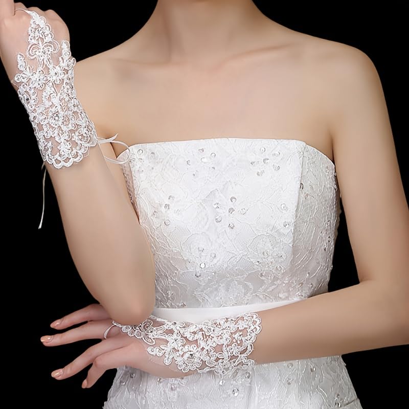 piercing Veil for Bride, Gloves, Princess Gown for Women for Wedding Ceremonies, Bridal Events and Special Occasions with Elegant Lace Design and Comfortable Fit - Image 5