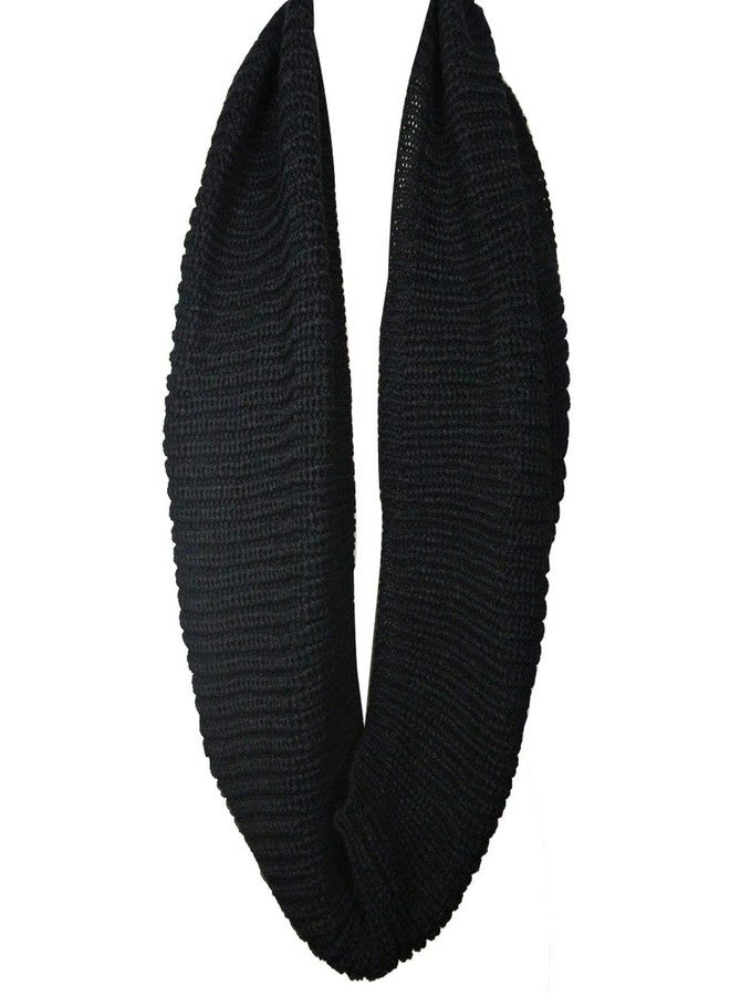 Bowbear Solid Color Warm Winter Knit Infinity Scarf, Black - Image 2