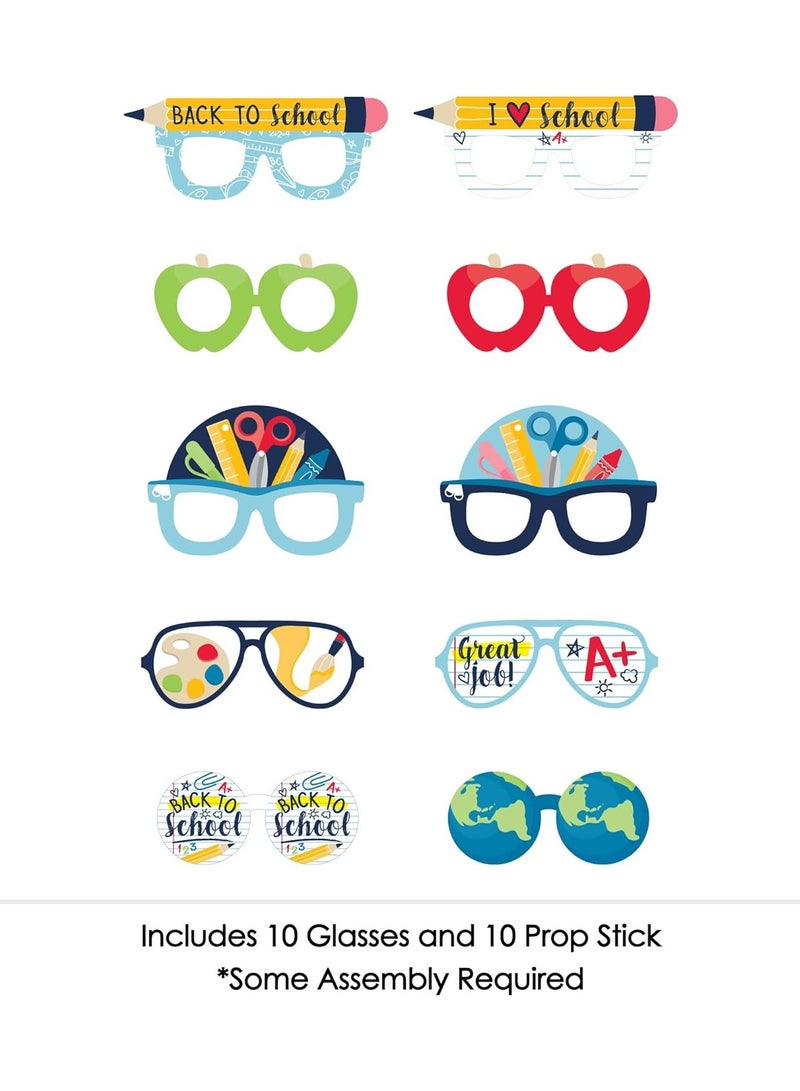 Back to School Glasses - Paper Card Stock First Day of School Classroom Decorations Photo Booth Props Kit - 10 Count - Image 2