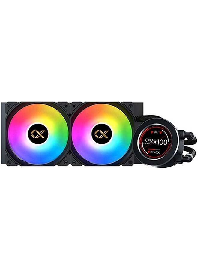 Xigmatek Frozr-O II 240 AIO Liquid Cooler, 2.4" Digital LCD Pump Head, 2500 Pump RPM, Ceramic Bearing, 1800 Fan RPM, 82.2CFM Airflow, 25.3dBA Fan Noise Black - Image 2