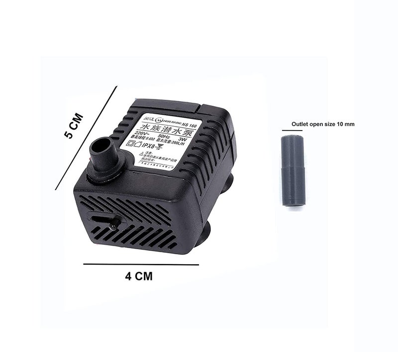 Venusaqua VENUS AQUA 50GPH Mini Submersible Water Pump | 3W Silent Aquarium Pump with Pipe | Compact Fish Tank, Pond, Fountain & Hydroponics Pump (1 Piece) - Image 2