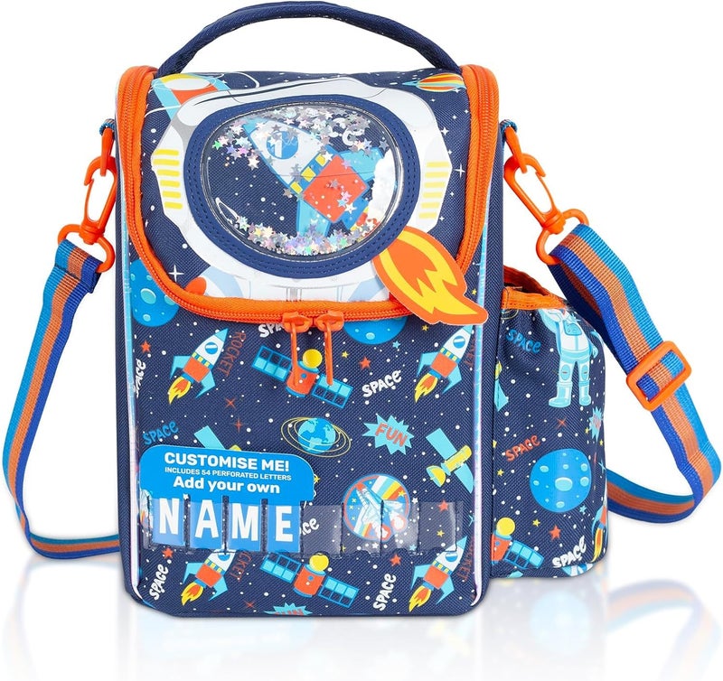 EXILOM Foam Kids Thermal Insulated Lunch Box for Girls Boys, Insulated Two Layer Cooler Bag, Lunch Bag Toddler Teen, School Travel Bag, Water Bottle & Lunch Box Holder with Adjustable Strap 13, Blue - Image 1