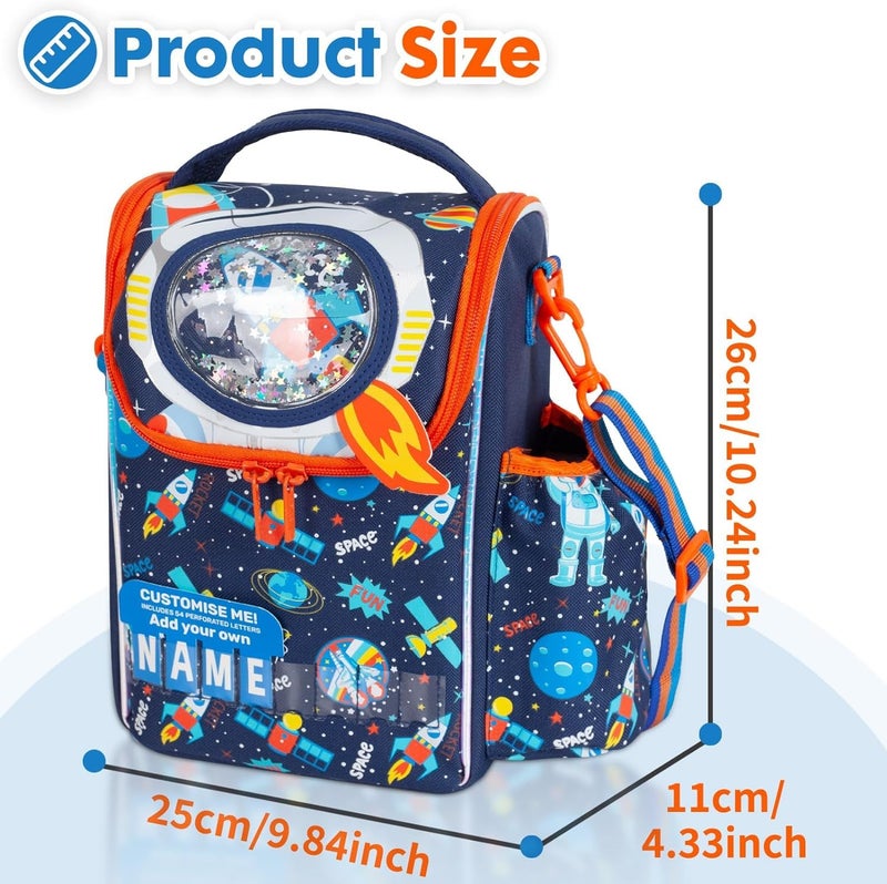 EXILOM Foam Kids Thermal Insulated Lunch Box for Girls Boys, Insulated Two Layer Cooler Bag, Lunch Bag Toddler Teen, School Travel Bag, Water Bottle & Lunch Box Holder with Adjustable Strap 13, Blue - Image 5