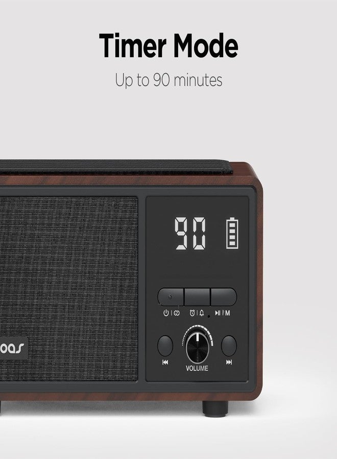 mooas Retro Bluetooth Radio Speaker Vintage Charging Desk Clock Portable Bedside Analog Antique Old School FM Radio Tabletop Alarm Clock Hands-Free Calling Supports AUX for Kitchen Bedroom Office - Image 4