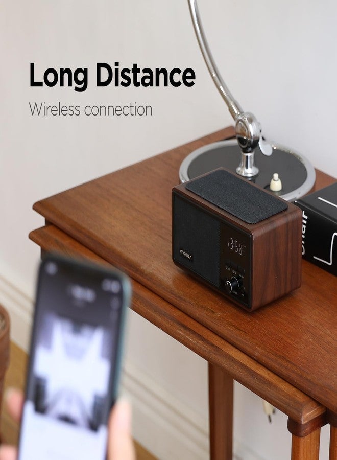 mooas Retro Bluetooth Radio Speaker Vintage Charging Desk Clock Portable Bedside Analog Antique Old School FM Radio Tabletop Alarm Clock Hands-Free Calling Supports AUX for Kitchen Bedroom Office - Image 3