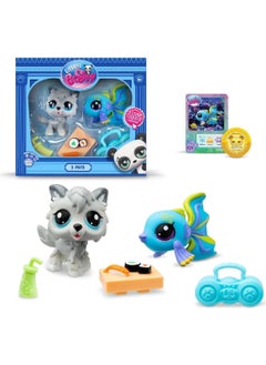 Littlest Pet Shop Lps Minis Dog and Tropical Fish 2 Piece Figure Set  - Image 1
