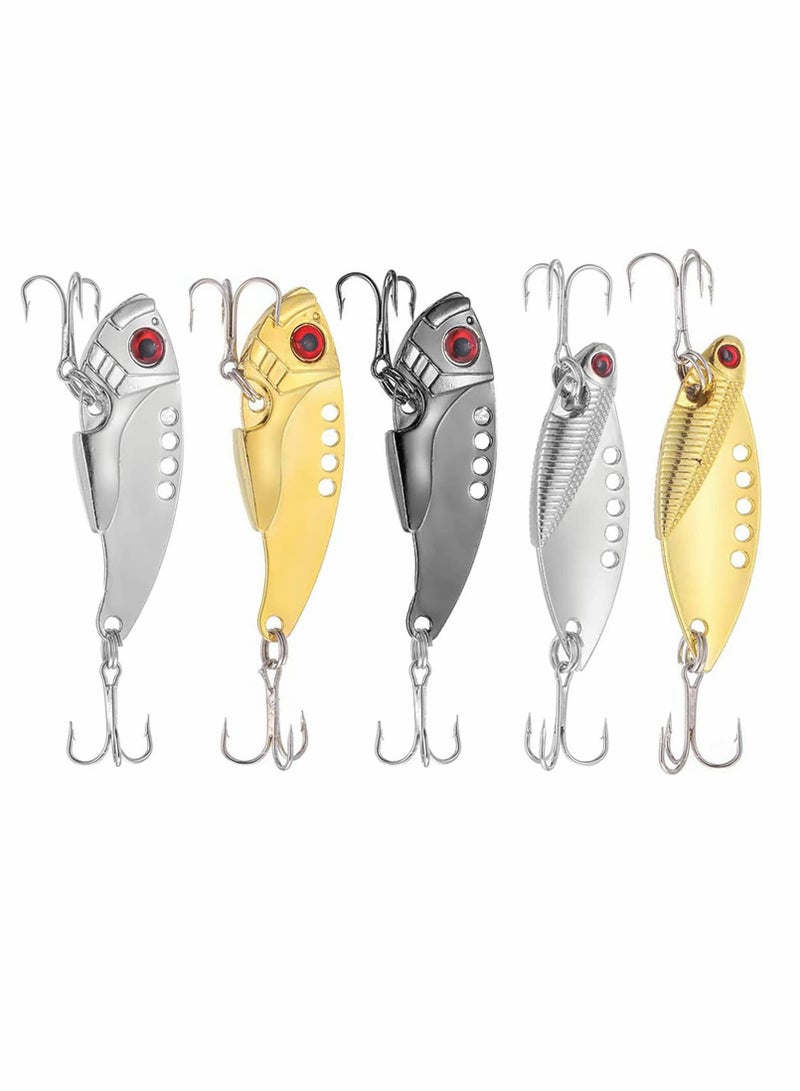 Excefore Fishing Lure Set, 5 Pcs Hard Fishing Lures, Metal Fishing Spoons with High Carbon Steel Hook - Image 1