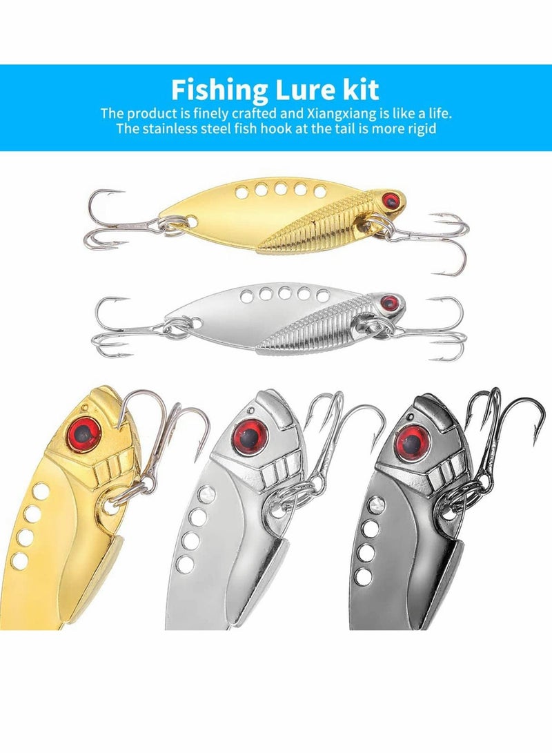 Excefore Fishing Lure Set, 5 Pcs Hard Fishing Lures, Metal Fishing Spoons with High Carbon Steel Hook - Image 5