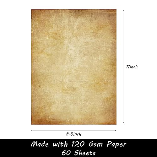 TEETOOKEA Vintage Stationery Paper 60 Sheets, 8.5" x 11" Letter Size, Double-Sided Aged Antique Printer Paper for Writing, Invitations, Certificates, Diplomas, Awards, Resumes, Crafts - Image 4