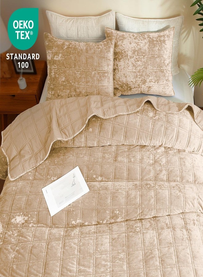 Wondnuga Lightweight Soft Velvet Quilt Set 3 Pieces, Comforter Bedspread Coverlet, Bedding Set for All Season (Pink, Full/Queen (90" x 96"), Striped) - Image 2
