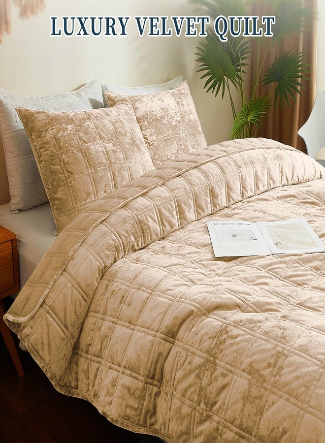 Wondnuga Lightweight Soft Velvet Quilt Set 3 Pieces, Comforter Bedspread Coverlet, Bedding Set for All Season (Pink, Full/Queen (90" x 96"), Striped) - Image 5