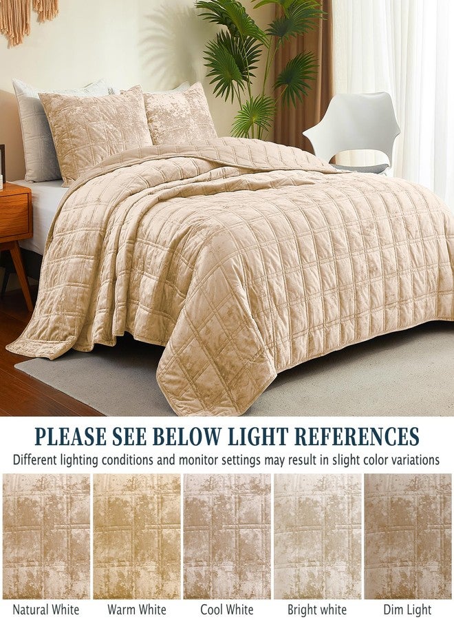 Wondnuga Lightweight Soft Velvet Quilt Set 3 Pieces, Comforter Bedspread Coverlet, Bedding Set for All Season (Pink, Full/Queen (90" x 96"), Striped) - Image 3