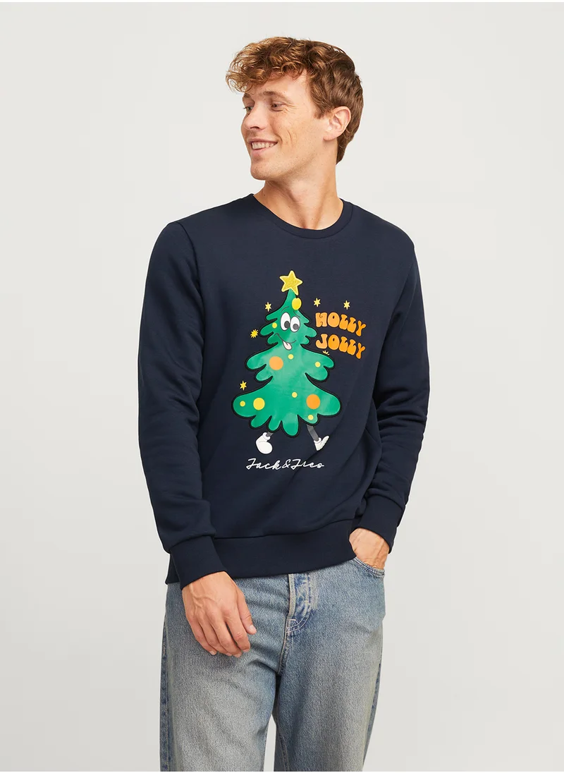 JACK & JONES Jjxmas Christmas Tree Print Sweatshirts