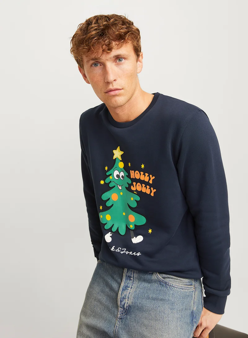 JACK & JONES Jjxmas Christmas Tree Print Sweatshirts