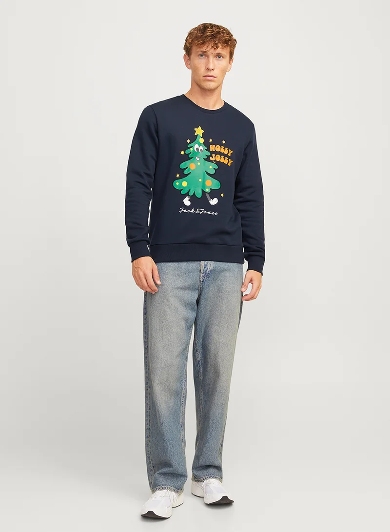 JACK & JONES Jjxmas Christmas Tree Print Sweatshirts