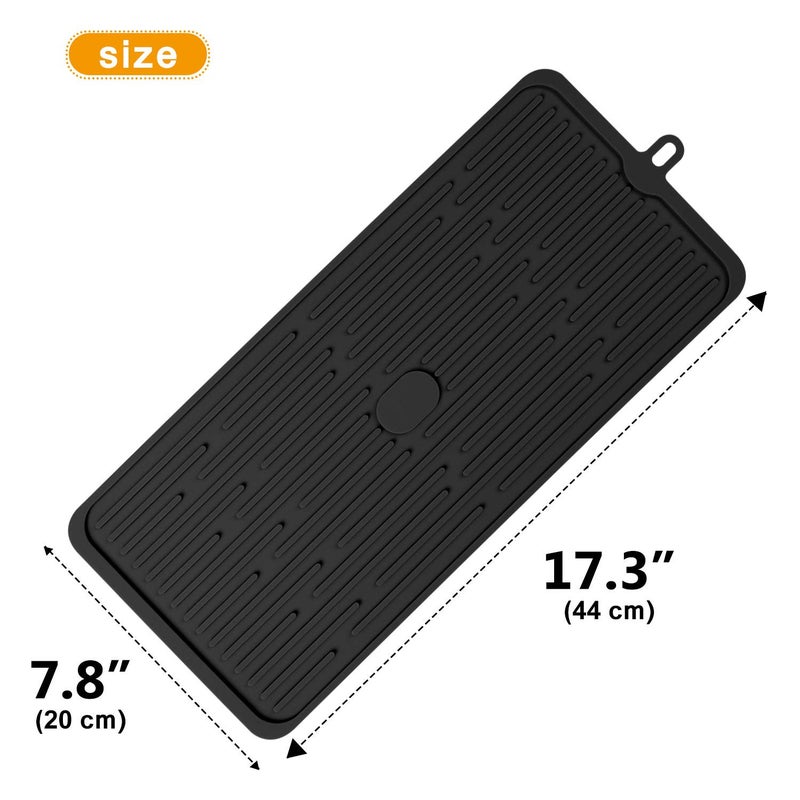 Wonlex Silicone Dish Drying Mat 18â€x8â€, Heat Resistant Trivets for Kitchen Counter, Draining Mat, Sink Mat, Hot Pads for Multiple Usage (Black) - Image 4