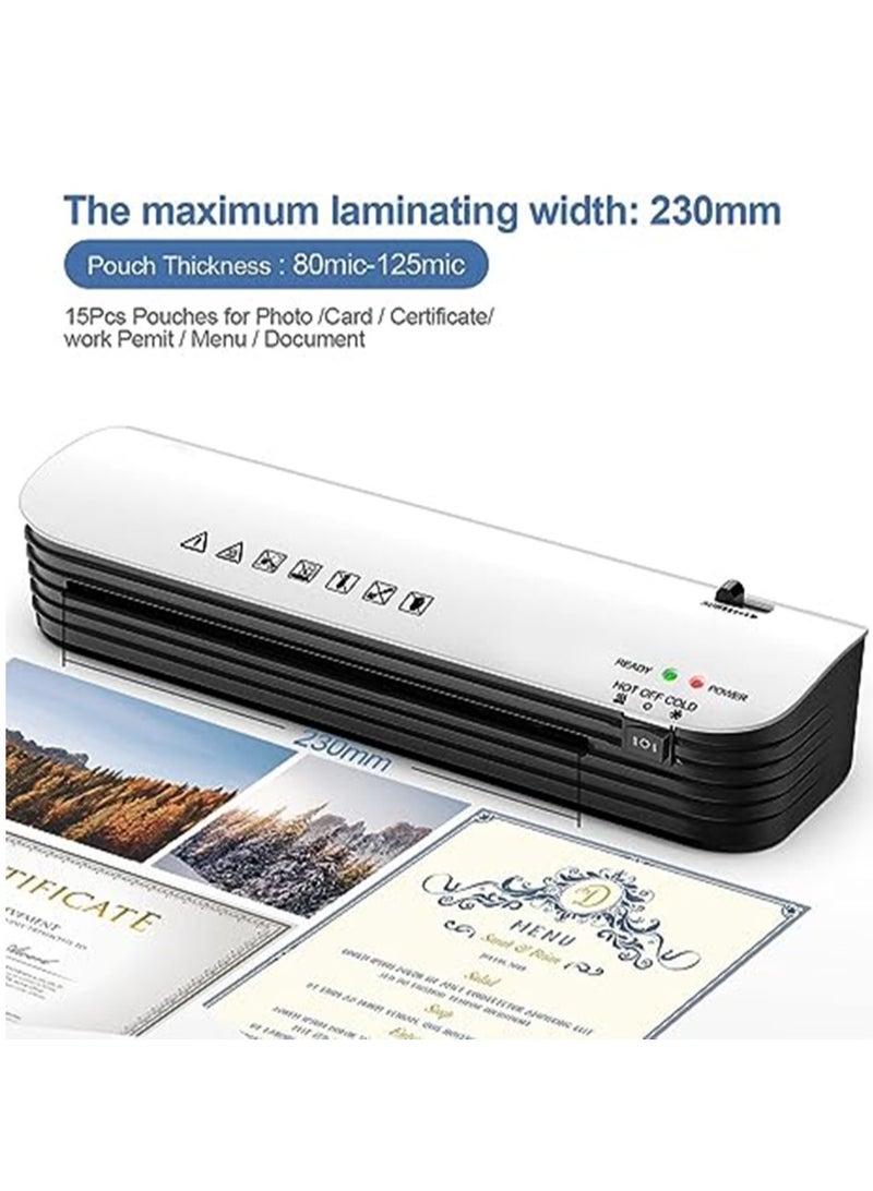 OSMILE SL299 Hot And Cold Laminating Machine, Laminator Machine A4 A5 A6 for Home School Office Use,  2 Roller System Thermal Laminator  with ABS on for, 9 inches Max Width(With 12 Laminating Pouches)  - Image 4