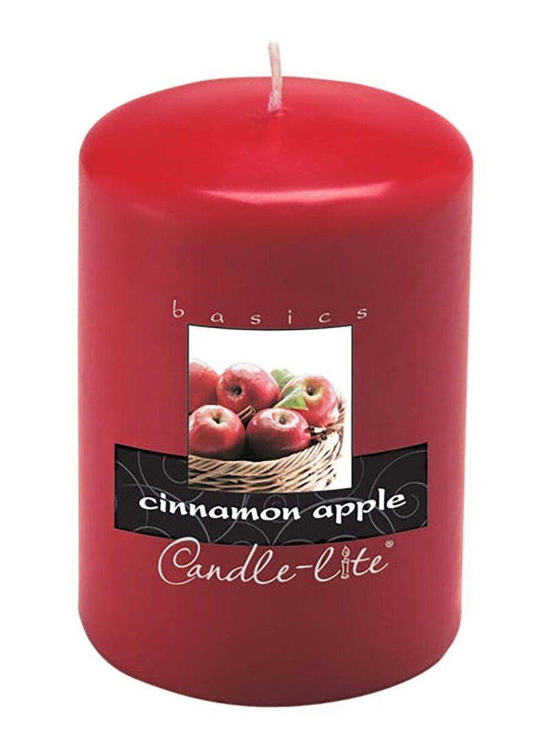 Candle-Lite Cinnamon Apple Scented Pillar Candle Red 4x2.8Inch