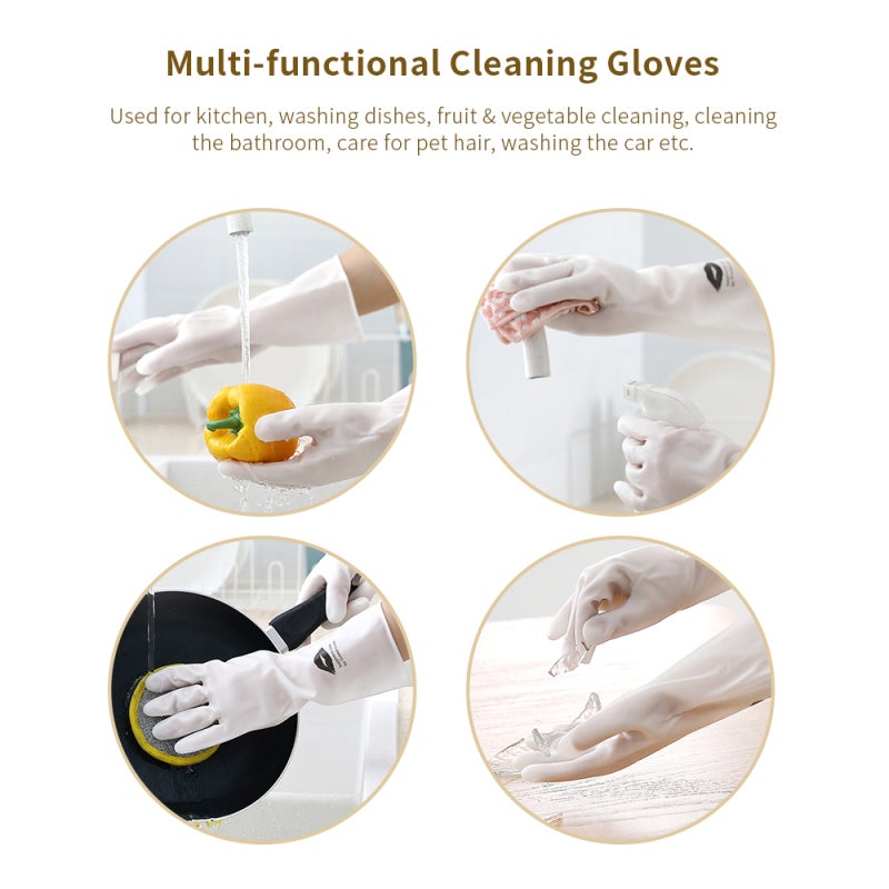 1 Pair Household Gloves Dishwashing Heat Rubber Gloves Anti-slip for Kitchen Household Pet Cleaning - Image 4