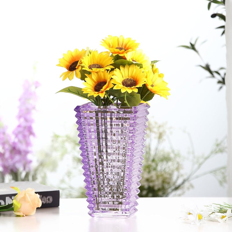 mcmcncuiu Crystal Glass Vase, Large Crystal Vases for Flowers, Large Flower Vase, Purple Modern Vases for Living Room, Bedroom, Kitchen, Dining Table, Mantle, Wedding, 11 Inches - Image 5