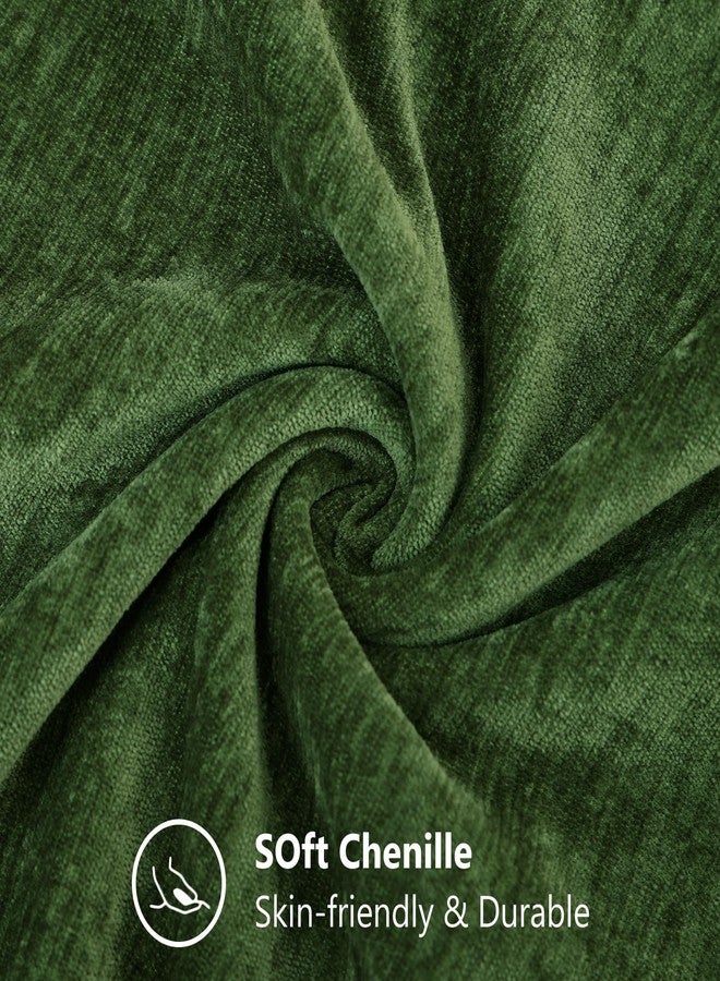 decorUhome Chenille Moss Green Spring Throw Pillow Covers 16x16 Inch Set of 2, Decorative Soft Couch Pillow Covers Solid Dyed Accent Farmhouse Neutral Square Pillow Cases for Sofa - Image 2