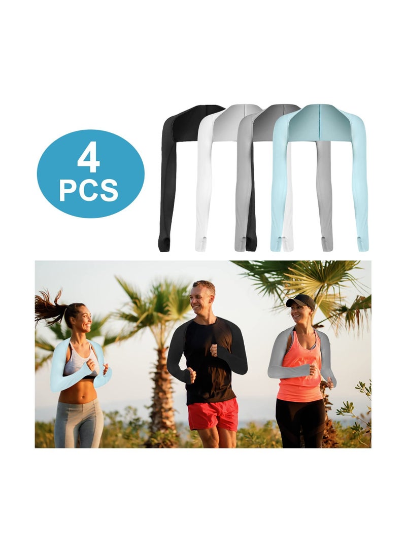 SYOSI 4 Pieces Cooling Shawl Arm Sleeves Sun Uv Protection Cooler Shrug, Comfortable & Breathable Anti-UV Arm Sleeves for Women with Finger Holes for Driving Golfing Fishing Running Cycling Outdoor Activity  - Image 2