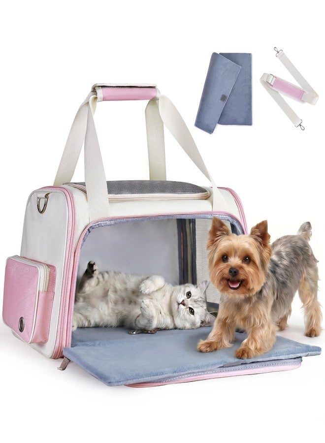Homespon Soft-Sided Cat Carrier Dog Carrier, 34.5L Airline Approved Pet Carrier, Collapsible Travel Bag with Removable Bed for Small Dogs & Cats (Pink) - Image 1