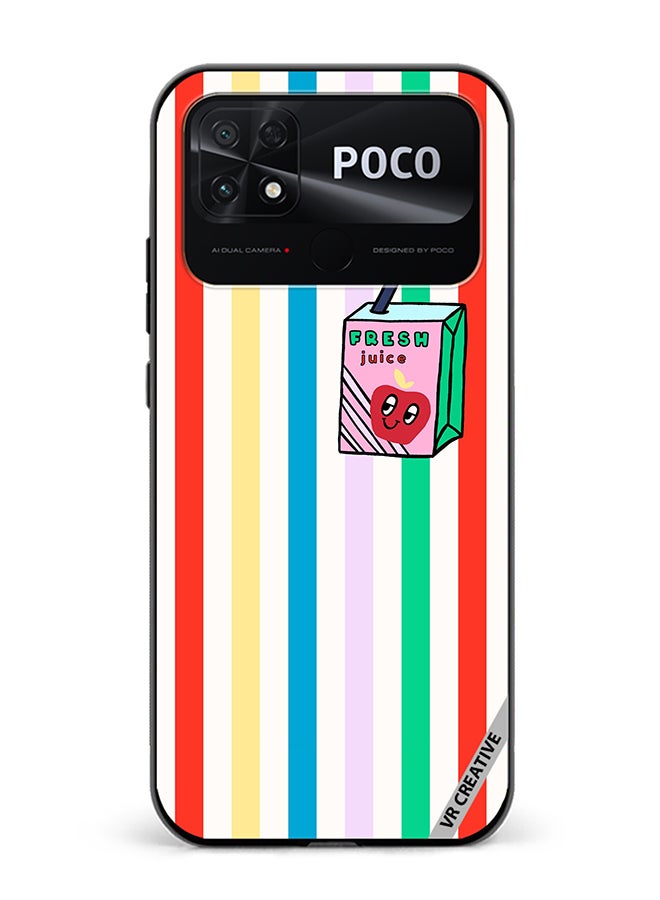VR CREATIVE Protective Case Cover For Xiaomi Poco C40 Summer Stripe Fresh Juice Apple Fruit Design Multicolour - Image 1