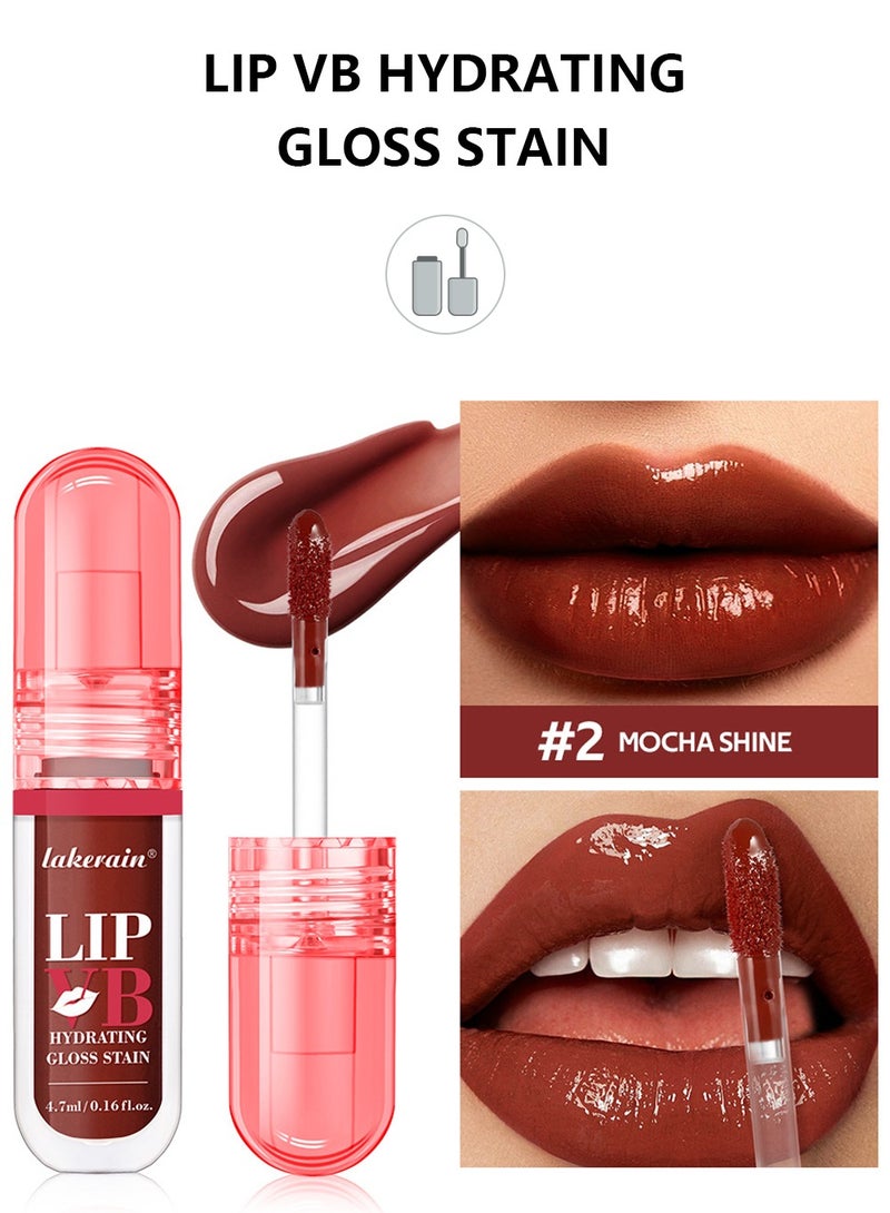 lakerain LIP VB Hydrating Gloss Stain – Lip Tint Gloss with 12HR Hydration Long-Lasting Moisture & Shine, Smooth Lip Stain with Glossy Finish, Non-Sticky, Rich Color for All Skin Tones (#2 MOCHA SHINE) - Image 2