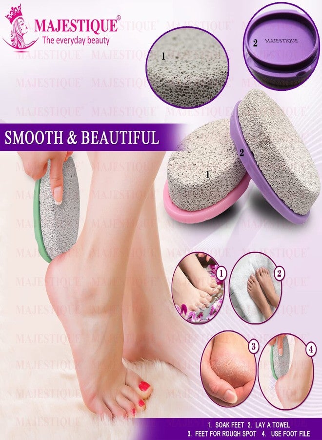 Majestique 2PCS Pumice Stone With Grip Pedicure Tools Hard Skin Callus Remover for Remove Dead Skin. Heels. Elbows. Hands (Multicolor) - Image 4