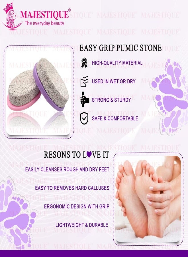 Majestique 2PCS Pumice Stone With Grip Pedicure Tools Hard Skin Callus Remover for Remove Dead Skin. Heels. Elbows. Hands (Multicolor) - Image 3