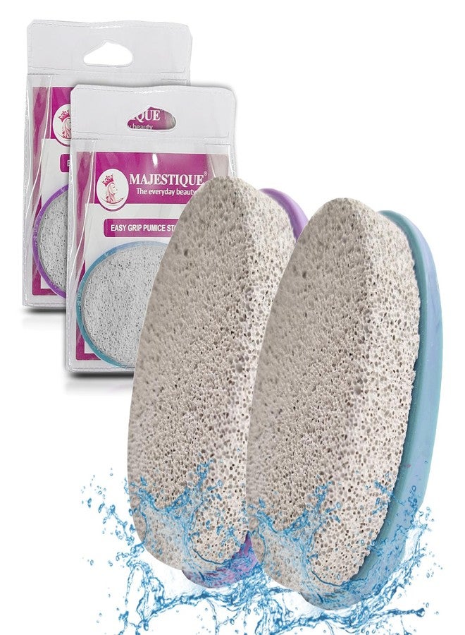 Majestique 2PCS Pumice Stone With Grip Pedicure Tools Hard Skin Callus Remover for Remove Dead Skin. Heels. Elbows. Hands (Multicolor) - Image 1