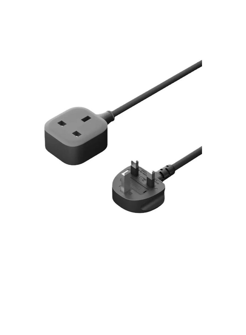 DKURVE 1 Way Gang Extension Lead 13 AMP Single Socket Extension Lead, UK 3 Pin Fused Plug male to female Travel Use Extension Cord 3 Meter - Image 1