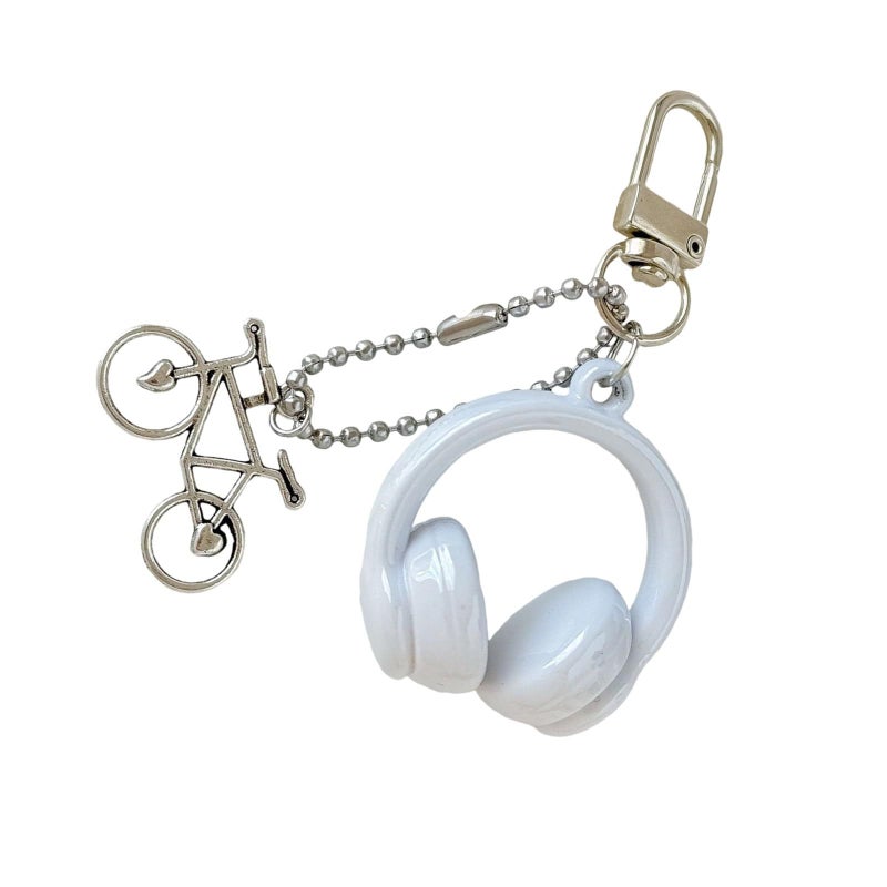 Resin Blue Keychain With Headphone Design Lightweight Sturdy Accessory For Bikes And Bags - Image 2