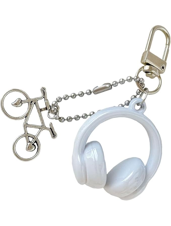 Resin Blue Keychain With Headphone Design Lightweight Sturdy Accessory For Bikes And Bags - Image 1