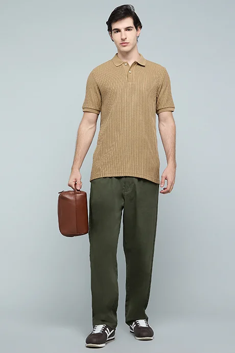 أر أند بي Textured Polo T-Shirt with Short Sleeves
