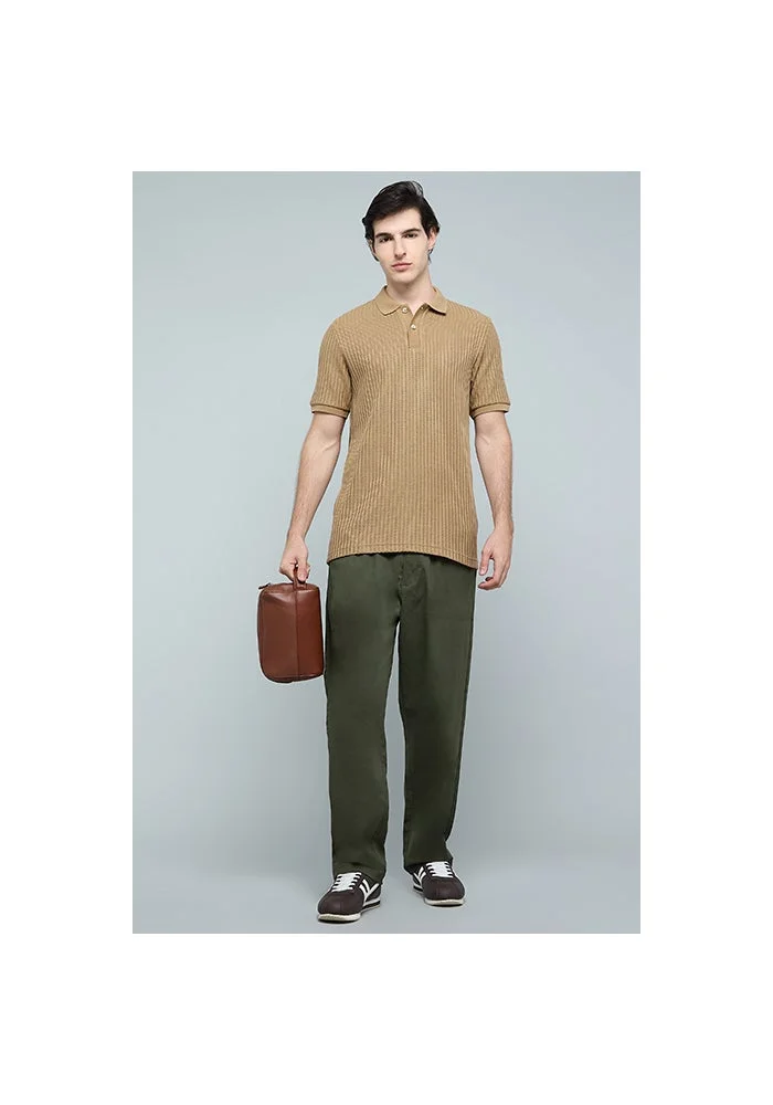 أر أند بي Textured Polo T-Shirt with Short Sleeves