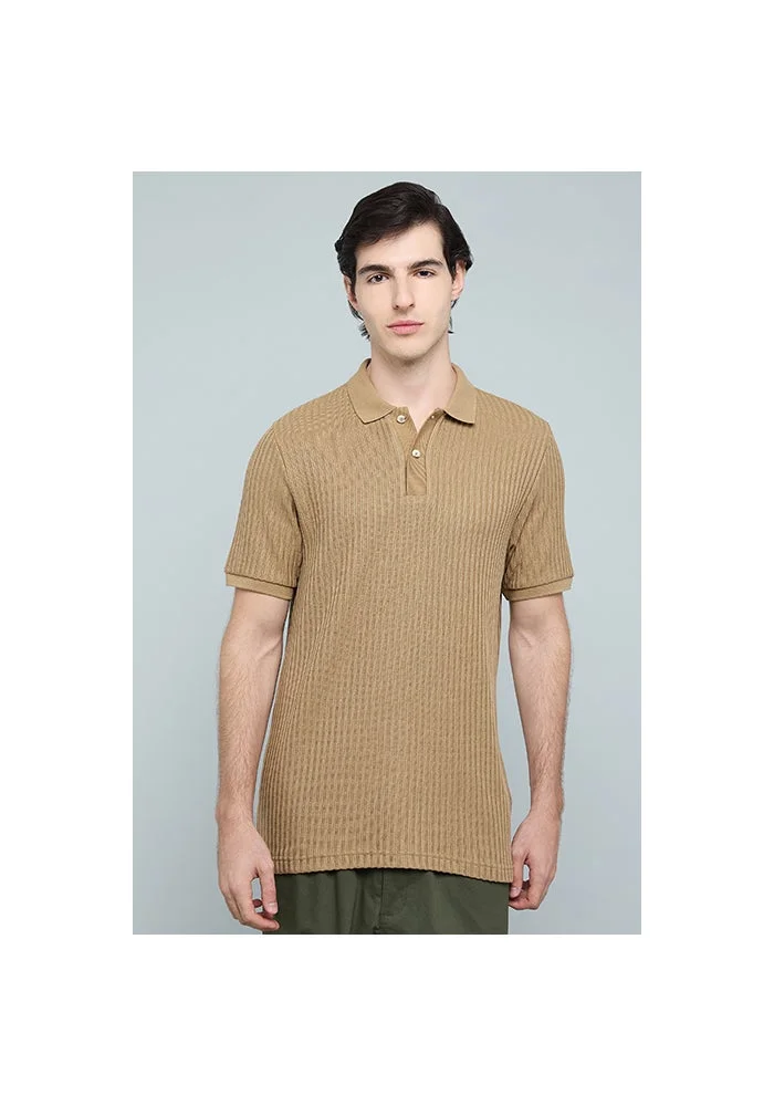 أر أند بي Textured Polo T-Shirt with Short Sleeves