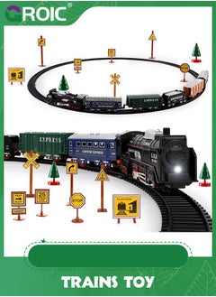 GROIC Train Set for Kids,Locomotive Train,Passenger Coach,Cargo Car & Long Tracks,Electric Train Railway Kits,Rechargeable Battery Toy Train  - Image 1