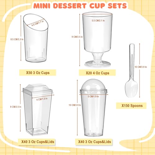 LifeIdeas 380 Pack Mini Dessert Cups with Lids and Spoons, 3 & 4 Oz Reusable Appetizer and Parfait Cups, Perfect as Shooters for Party, Fruit, Ice Cream, Cake & Pudding - Image 2